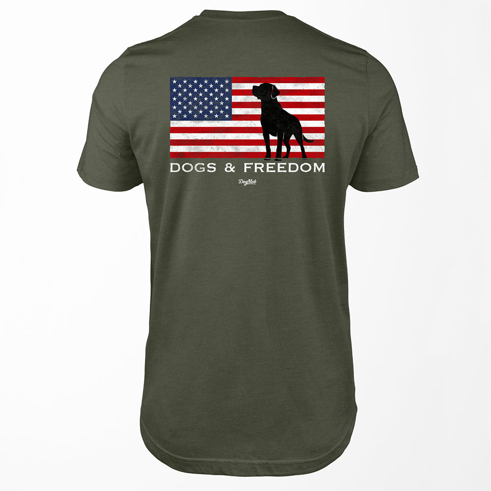 Dogs & Freedom Flag Premium Tee Military Green
