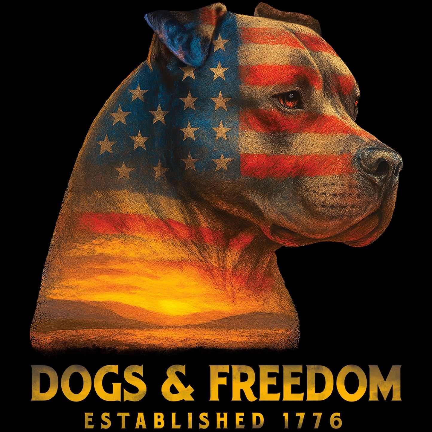 Dogs & Freedom Pit Bull - Est 1776 Premium Tee Black