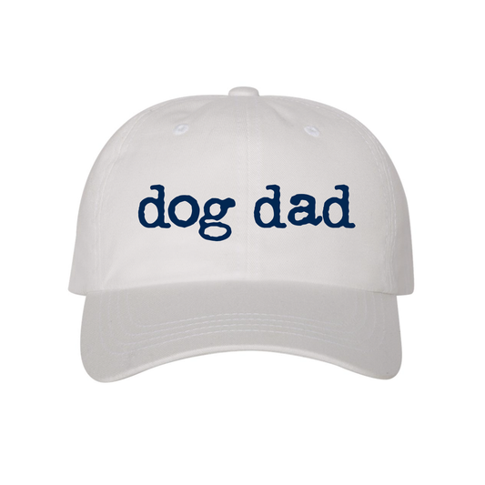 Dog Dad White- Embroidered Buckle Closer Dad Hat