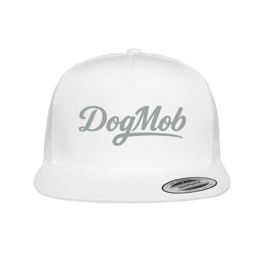 Dog Mob White- Embroidered 5 Panel Snap Back Trucker Hat