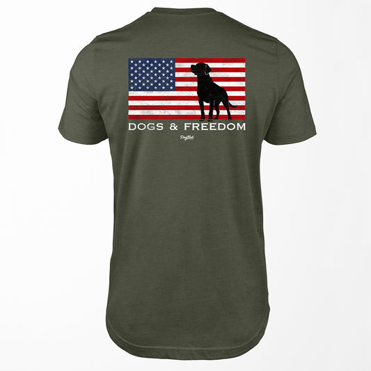 Dogs & Freedom Flag Premium Tee Military Green